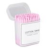 DECORNIJIA 300pcs Double-Headed Cotton Buds Multipurpose Makeup Tool with Paper Stick Soft Pure Cotton Tips for Ear Cleaning Wound Care and Crafts for Home and Travel Pink view 1