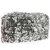 Toyvian Portable Sequin Makeup Bag with Zipper Secure Closure Large Capacity Cosmetic Organizer Pouch for Toiletries and Skincare Lightweight Square Design in Silver for Travel and Daily view 1