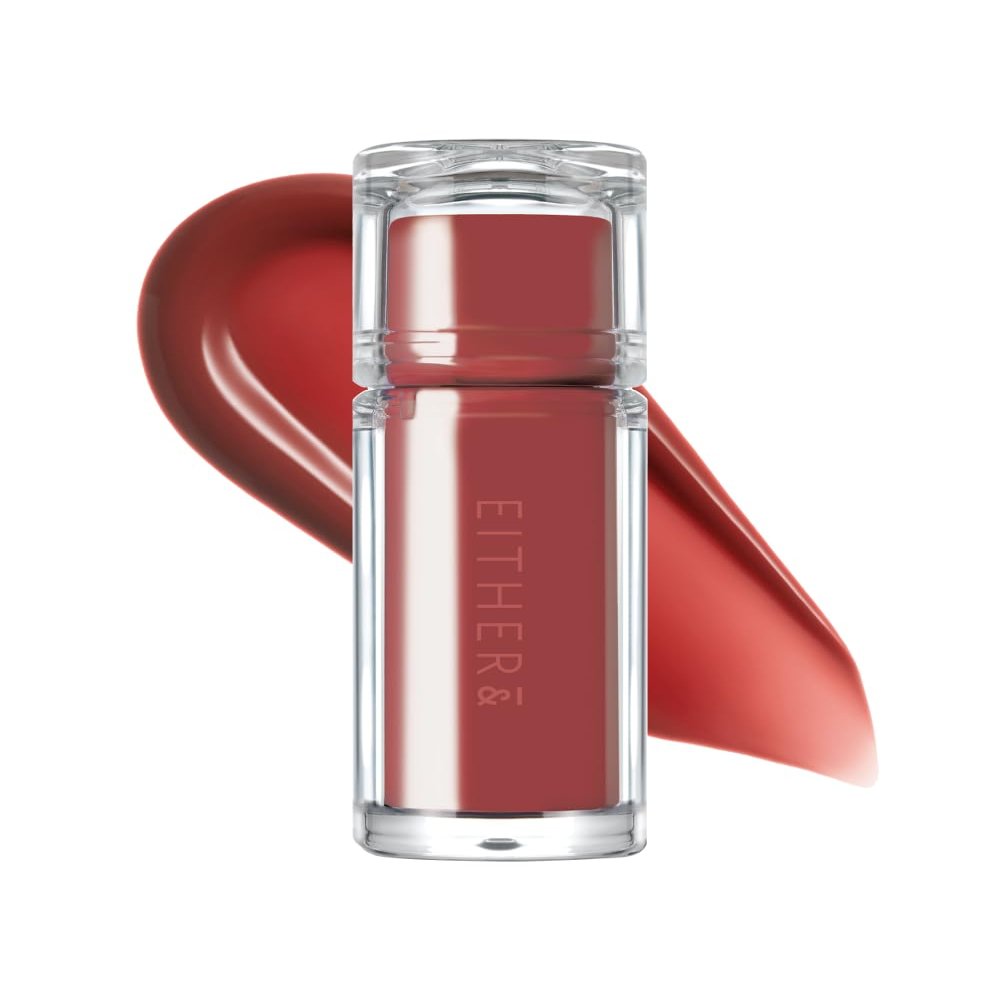 EITHER& Dewy Syrup Tint 06  Heart Attack | Vibrant & Fresh Color Lip Tint, All-Day Juicy Glow, Smudge-Proof, Hydrating, Long-Lasting, Non-Sticky Formula (4.3g)