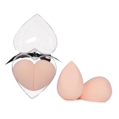 HAMPPLIES 1 Box Heart Shaped Makeup Sponge Pink Powder Puff Dual Purpose Wet Dry Flocking Beauty Makeup Eggs for Foundation Blending Cream Powder Concealer Cosmetic Use