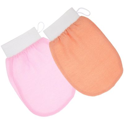 HAMPPLIES 2pcs Skin-friendly Exfoliating Shower Gloves Bath Scrubbing Mitts for Dead Skin Removal and Soft Bath Gloves for Women and Men