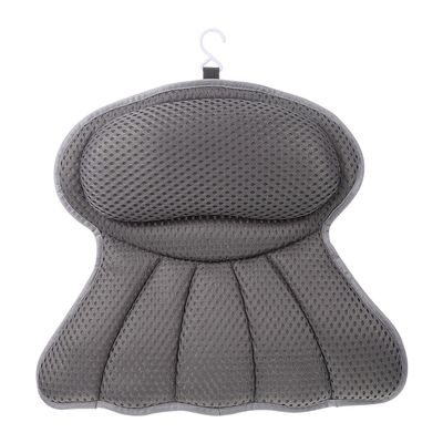 Toyvian Mesh Bath Pillow with Strong Suction Cups for Bathtub Neck Support Grey Tub Cushion Comfortable Spa Pillow for Home Bathroom Relaxation