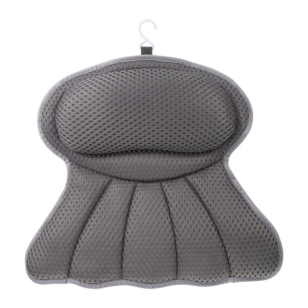 Toyvian Mesh Bath Pillow with Strong Suction Cups for Bathtub Neck Support Grey Tub Cushion Comfortable Spa Pillow for Home Bathroom Relaxation