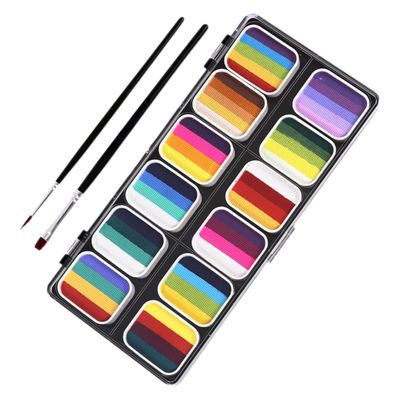Didiseaon Color Gradient Face Paint Kit for Halloween Makeup Professional Water-activated Body Paint with Matte Pearl Finishes Washable Multicolor Palette for Adults Includes Brushes and