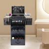 BYOIPLOI Rolling Makeup Train Case with Drawer, Lockable Makeup Train Trolley, Stylist Storage Trolley with Hair Dryer Holder for Barbershops Beauty Salons (Blue) view 2