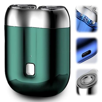 Electric Mini Portable Razor, 2026 New 2 in 1 Model Mini Dual-Head Electric Shaver, Rechargeable Waterproof Compact Electric Shaver for Men (Green)