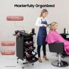 6 Tiers Salon Trolley, Salon Spa Trolley with Handle and 360 Swivel Rollers, Multi-Purpose Tool Cart with 5 Drawers and 2 Side Trays Mobile Storage Station Hairstylist Cart with Wheels for Beauty Spa view 4