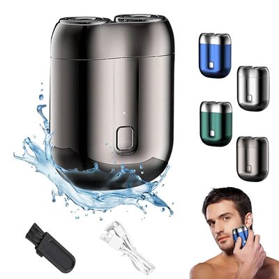 2026 New Upgrade Pocket Shaver USB Mini Shavers for Men, Rechargeable Electric Mini Portable Razor, Washable Double Head Razor, Waterproof Compact Electric Shaver for Home, Car, Travel (Grey)