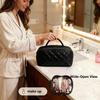 2026 New Petition Makeup Bag For Woman, 180Wide Open Lay-Flat Water-Resistant Cosmetic Case, Puffy Padded Organizer With Compartments Travel Essentials For Toiletries & Brushes (Pink) view 2