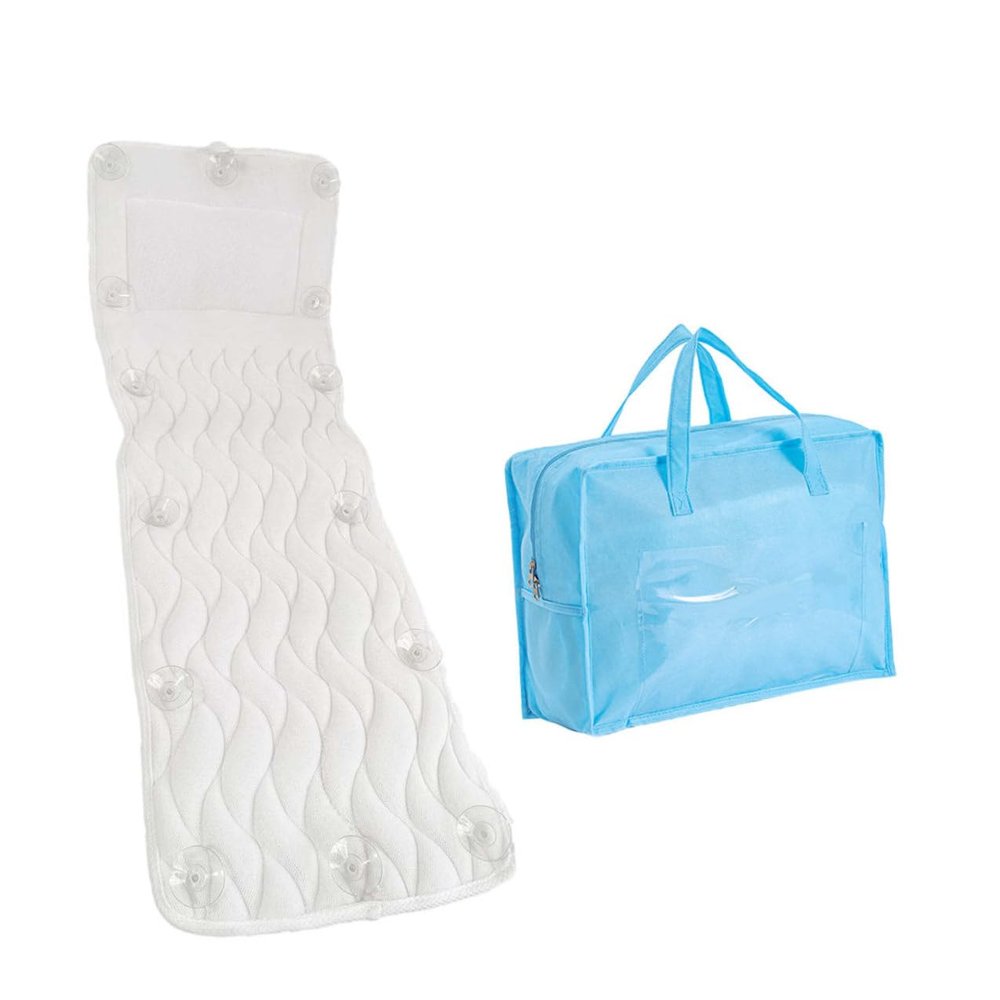 STAHAD Bath Pillow for Bathtub and Spa with Elastic Back Support Breathable Mesh Cushion for Neck and Head Rest Easy to Install Home Shower Accessory in White