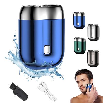 2026 New Upgrade Pocket Shaver USB Mini Shavers for Men, Rechargeable Electric Mini Portable Razor, Washable Double Head Razor, Waterproof Compact Electric Shaver for Home, Car, Travel (Blue)
