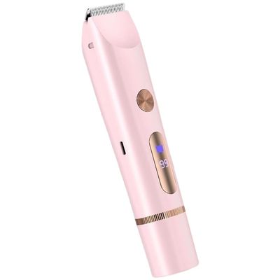 NinthAvenue Basics Bikini Trimmer for Women 2 in 1 Electric Razor with Ceramic Blade, IPX7 Waterproof Rechargeable Shaver for Sensitive Skin, LCD Display for Body Face Underarms and Legs (Pink)