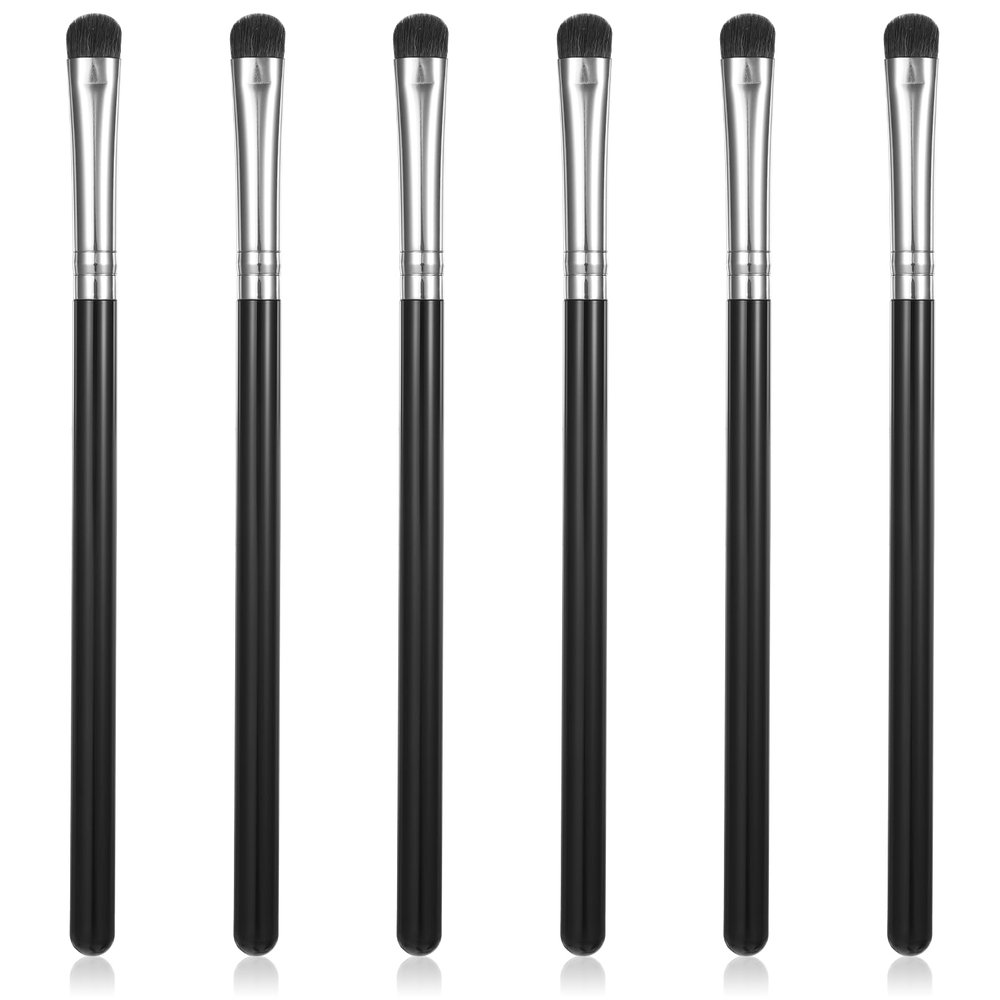 6 Pcs Eye Makeup Brush Sets, Flat Rounded Concealer Brush, Eyeshadow Brushes, Blending-Brush, Flat Blending Smudger, Small Makeup Brushes for Concealer, Eyeshadow, Lipstick (Black)