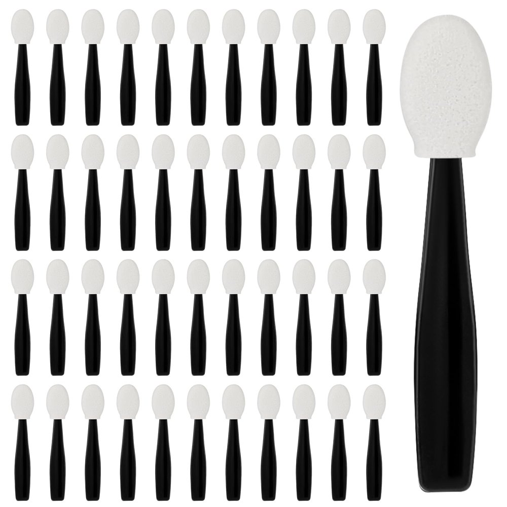 50 Pcs Eyeshadow Applicators, Double-Side Disposable Sponge Tip Cosmetic Brushes Mini Eye Shadow Applicator Sticks, 1.9 Inch Reusable Short Handle Portable Travel Makeup Tools for Eye Shadow, Cream