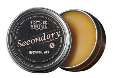 Bottled Virtue Secondary Extra Strength Moustache Wax, Professional-Grade, Firm Hold, All-Day Uncompromising Hold, Beeswax, Natural Scent, 1 ounce can, 1 Count