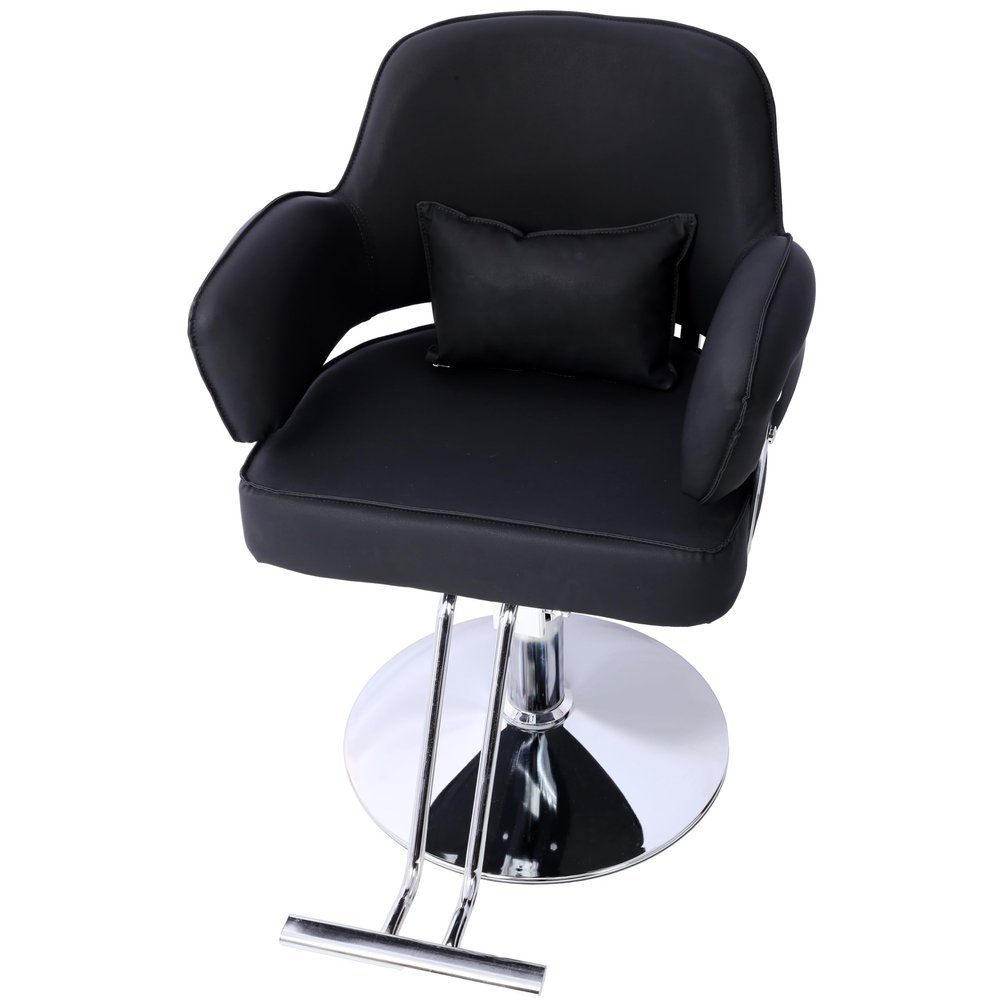 GOWE Salon Styling Chair for Hair Stylist Wide Seat, Hair Salon Chair Heavy Duty, Beauty Spa Cosmetology Shampoo Hairdressing Eq,Black,Round Base