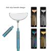4PCS Eyelash Extension Tweezers Mirror Set, Stainless Steel Eyelash Extension Tool Kit, Universal Rotatable Anti Slip Handle with Detachable Mirror for Eyelash Artists, Professiona (Silver) view 2