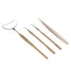 4PCS Eyelash Extension Tweezers Mirror Set, Stainless Steel Eyelash Extension Tool Kit, Universal Rotatable Anti Slip Handle with Detachable Mirror for Eyelash Artists, Professiona (Gold) view 4