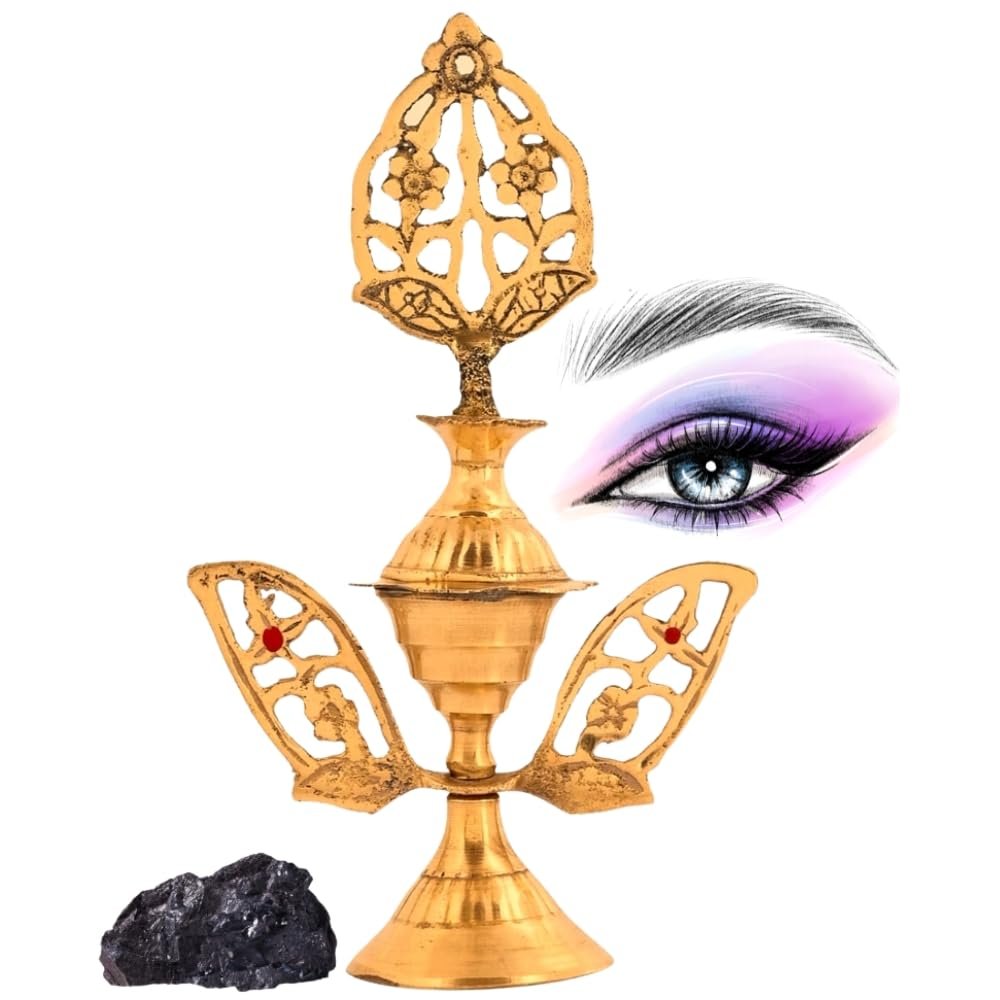 100% Natural Eyeliner Surmadani Kajal Holder  Handmade Arabic Eyeliner Pot, Long-Lasting & Smudge-Proof, Engraved Decorative Case, Traditional Showpiece (Empty Bottle, 12 cm) For Unisex Adult