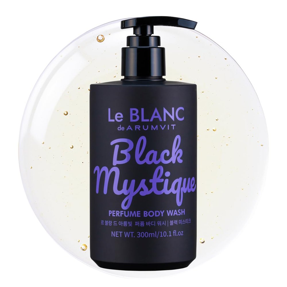 Le BLANC Perfume Body Wash, 6 Long-Lasting Scents Vegan, pH-Balanced, AHA & PHA Gentle Exfoliation, Soothing & Hydrating with Cica and Aloe Vera, 10.1 fl oz, Daily Cleanser (Black Mystique)