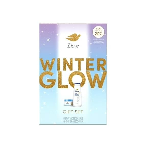Dove Limited Edition Glow Gift Set Deep Moisture Body Wash & Macadamia Scrub, 2 Count