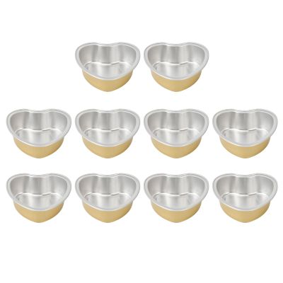 Pilipane Wax Melting Bowl Heart Shape Aluminum Foil Wax Bean Bowl Large Golden 10pcs for Facial Underarm Hair Removal Reusable Durable