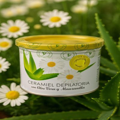 Ceramiel Depilatory Wax - Gentle, Nourishing Hair Removal for Sensitive Skin (500grs, Body, Unisex) (Aloe Vera Manzanilla)