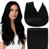 Full Shine Clip in Human Hair Extensions 12 inch 60g 3Pcs Hair Extension Clip ins Jet Black Remy Hair Clip ins for Women Soft Weft Ease of Use view 1