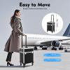 Kaichenyt Rolling Makeup Train Case Solid Color Large Capity Cosmetic Trolley with Removable Swivel Wheels & 2*Keys Makeup Storage Case for Salon Barber Nail (Black) view 3