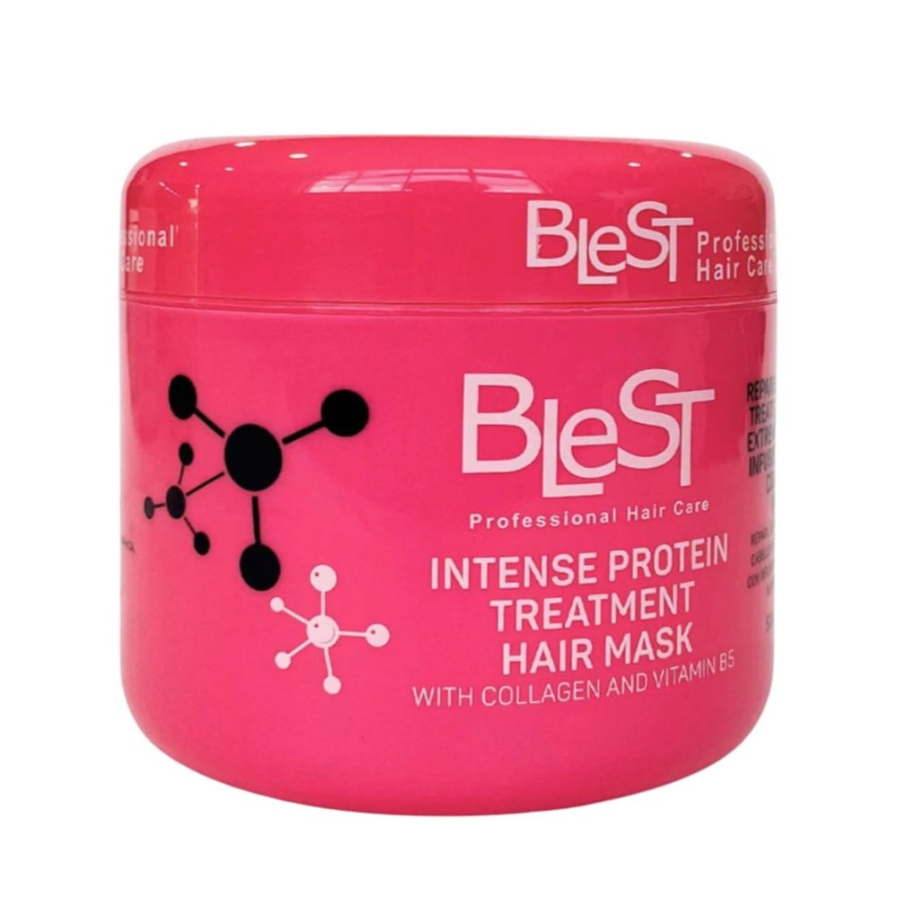BleST Professional Intense Protein Treatment Hair Mask with Collagen and Vitamin B5, Pink, Deep Conditioning Repair