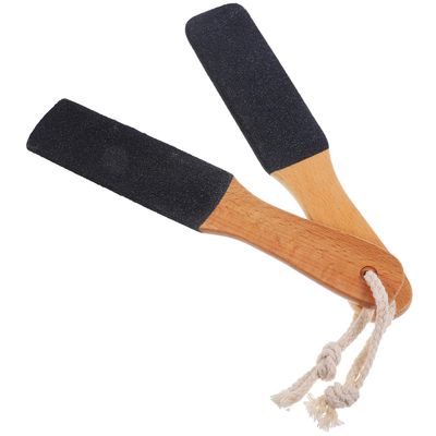 ABOOFAN 2pcs Double-Sided Wooden Handle Foot Scrubber Pedicure Foot File for Hard Skin Callus Remover for Men Women Elderly Skin-Friendly Easy to Clean Dead Skin Remover