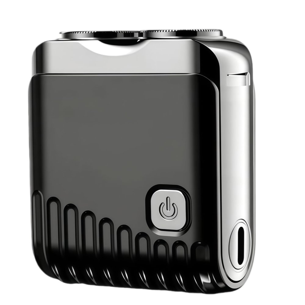 Mini Electric Shaver, Dual Head Waterproof Rechargeable Razor, Powerful Wet and Dry Mini Razor, Rechargeable for Comfortable Rotary Shaving for Home Travel (Black)