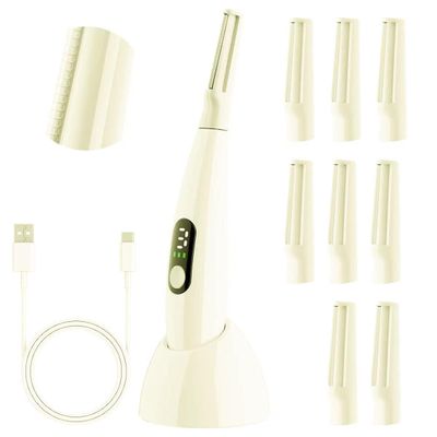 Dermaplaning Tool for Women - Facial Exfoliation & Peach Fuzz Hair Removal with Rechargeable Sonic Edge Technology, 10 Refill Blades, Yellow