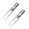 2Pcs Silver Creative Led Light Eyelash Eyebrow Hair Removal Stainless Steel Make Up Tweezer and Practicality, Hair Removal Tweezers,Women's 8.8x0.8x1.6cm view 1