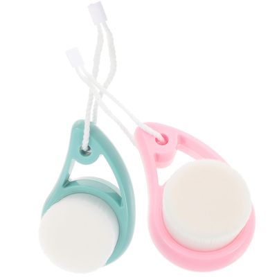 ABOOFAN 2pcs Facial Cleansing Brush Soft Bristles Manual Face Scrubber Exfoliating Cleaning Brushes for Makeup Dirt Oil Removal Compact Travel for Women
