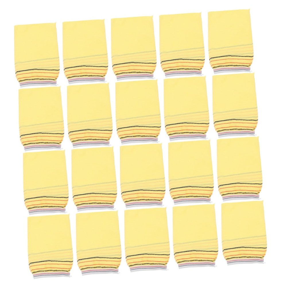 ABOOFAN 20Pcs Dual-sided Exfoliating Gloves for Shower Bath Deep Dead Skin Remover Mitts Comfortable Bathing Scrub Gloves for Body Care and Spa Use Khaki