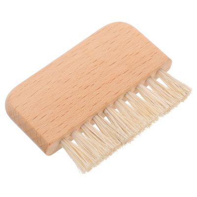 KALLORY Portable Wooden Handle Nail Brush with Natural White Boar Bristles for Fingernail and Toenail Cleaning Compact Lightweight Design for Gentle and Nail Dust Removal Suitable for