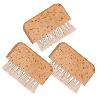 ABOOFAN 3pcs Nail Cleaning Brush with Stiff Boar Bristles for Fingernail and Toenail Scrubbing Portable Lightweight Nail Scrubber for Hand Foot and Cuticle Care