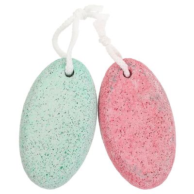 HONITANO 2Pcs Double-Sided Volcanic Foot Pumice Stones with Storage Box Portable Dead Skin Remover Callus Scrubber for Smooth Feet Relaxation Massage Tool to Promote Random Color