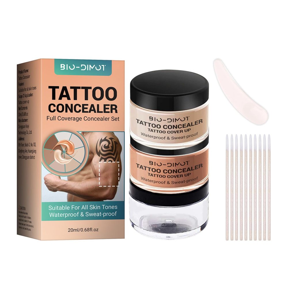 Tattoo Cover Up Makeup Waterproof,Makeup Cover Up,Leg,Body,Skin,Waterproof No transfer,Coverage Perfector,Concealer,Men (Combination pack)
