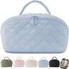 2026 New Petition Makeup Bag For Woman, 180Wide Open Lay-Flat Water-Resistant Cosmetic Case, Puffy Padded Organizer With Compartments Travel Essentials For Toiletries & Brushes (Blue) view 1