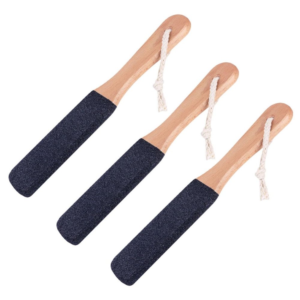 ABOOFAN 3pcs Double-Sided Foot Scraper with Ergonomic Non-Slip Beech Handles Silicon Carbide Grinding Tool for Fast Dead Skin Removal Callous Remover Foot File for Men and Women Home