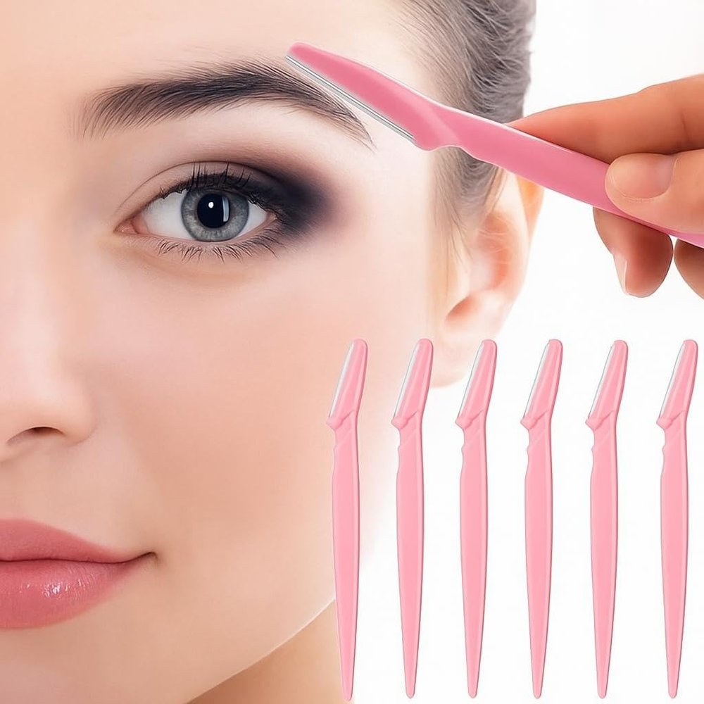 Eyebrow Razor for Women Facial Hair Remover  Dermaplaning Tool Face Razor for Peach Fuzz, Eyebrow Trimmer with Stainless Steel Blade, Safe & Painless, Pink