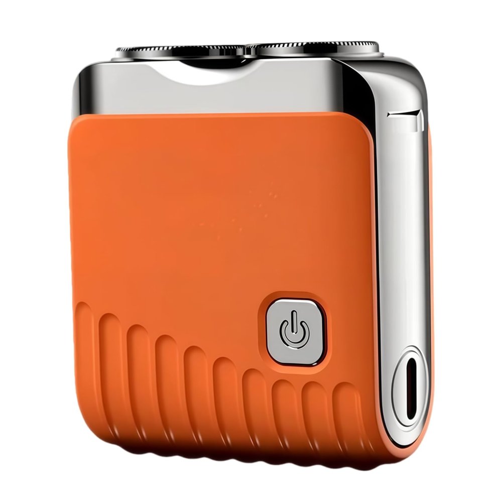 Mini Electric Shaver, Dual Head Waterproof Rechargeable Razor, Powerful Wet and Dry Mini Razor, Rechargeable for Comfortable Rotary Shaving for Home Travel (Orange)