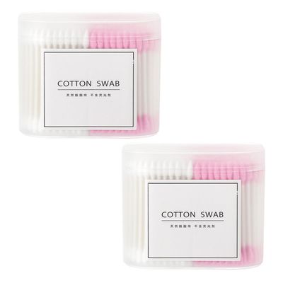 ABOOFAN 2 Packs Disposable Double-head Cotton Swabs Multipurpose Makeup Tool with Paper Stick for Ear Cleaning and Skincare Pink White Beauty Accessories for Home and Travel