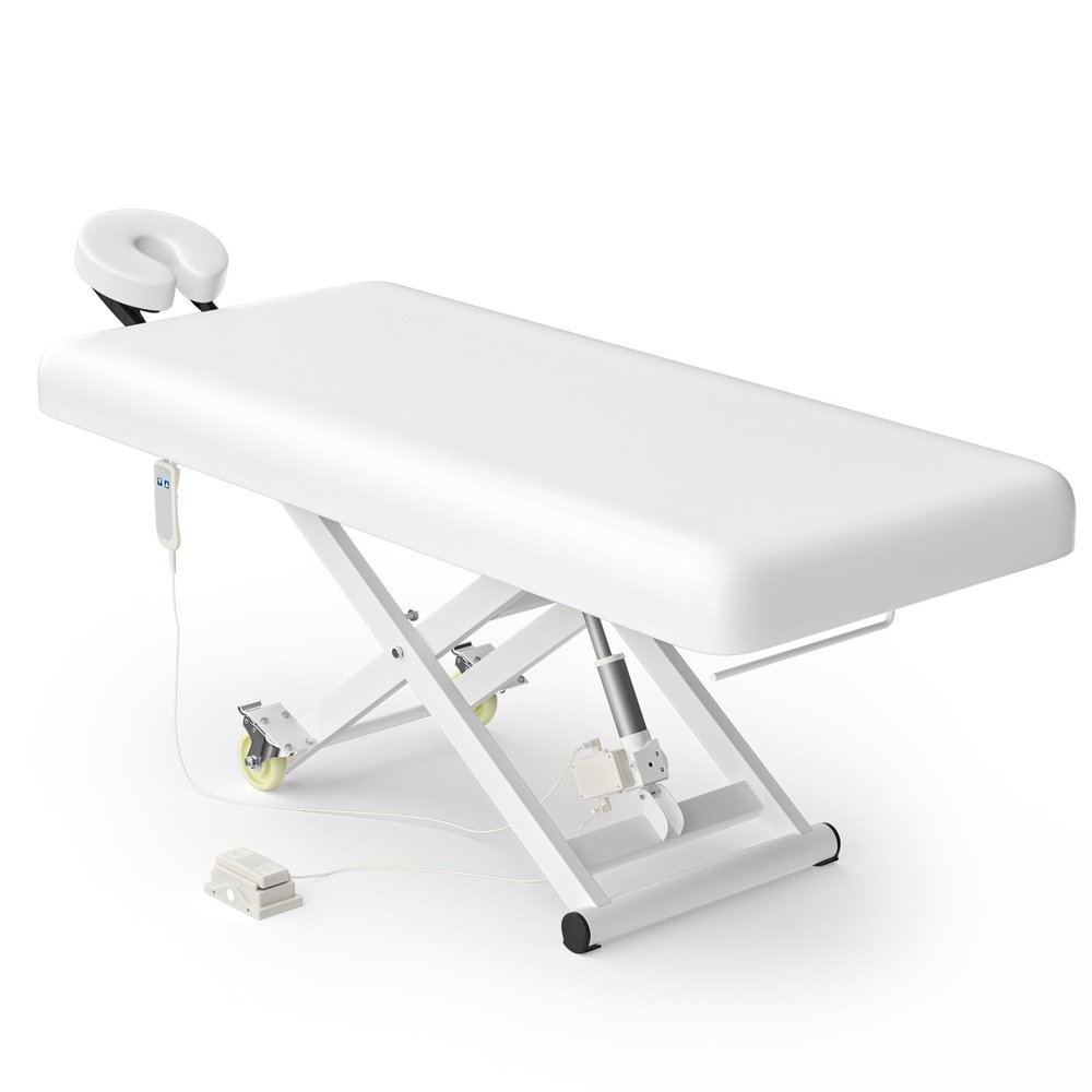 DeerDean Electric Lash Bed, Adjustable Massage Table for Salon Spa (White)