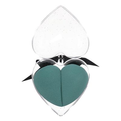 ABOOFAN 1 Box Heart Shape Cosmetic Sponge Dark Green Makeup Eggs for Wet and Dry Use Soft Flocking Beauty Puff for Even Foundation Powder Concealer Application and Versatile Makeup Tool