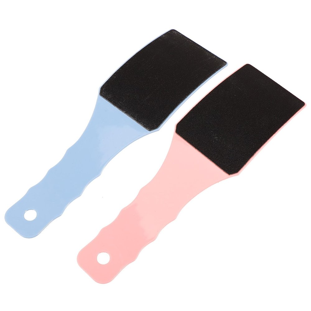 ABOOFAN 2pcs Double-Sided Foot File with Curved Handle Plastic Foot Exfoliator Tool for Dead Skin and Callus Removal Lightweight Pedicure Scrubber in Blue and Pink
