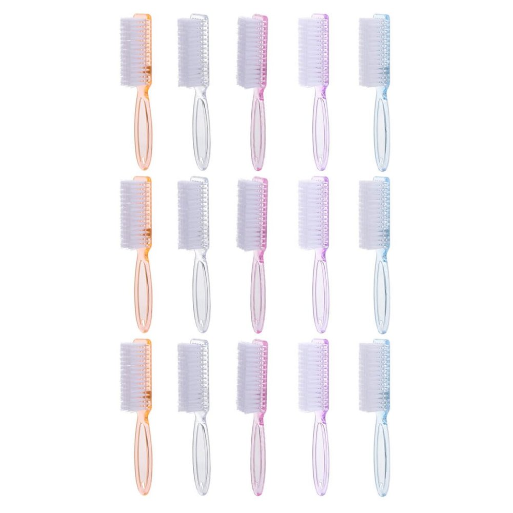 ABOOFAN 15Pcs Handle Grip Nail Brush with Flexible Bristles for Fingernail and Toenail Cleaning Gentle Manicure and Pedicure Scrub Brushes with Comfortable Handles Multi-color Transparent