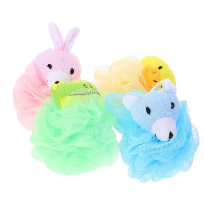 ABOOFAN 4Pcs Cartoon Animal Bath Pouf Soft Shower Loofah Sponges Comfortable Exfoliating Mesh Bath Balls for Newborns